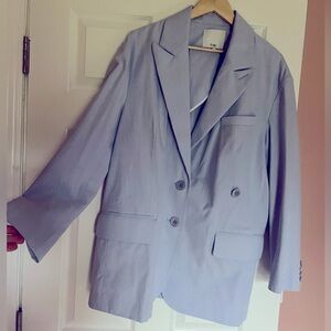 Tibi cotton spun liam jacket blazer blue breeze size small